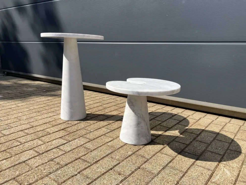 2x Eros Side table Angelo Mangiarotti Carrara marmer Nieuwstaat!