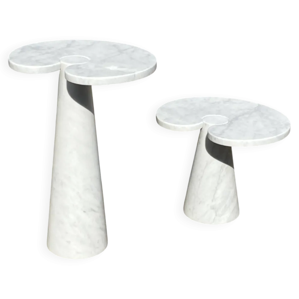 2x Eros Side table Angelo Mangiarotti Carrara marmer Nieuwstaat!