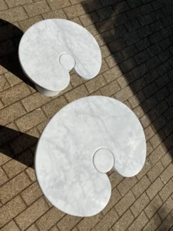 2x Eros Side table Angelo Mangiarotti Carrara marmer Nieuwstaat!
