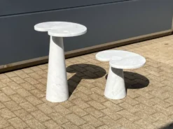 2x Eros Side table Angelo Mangiarotti Carrara marmer Nieuwstaat!