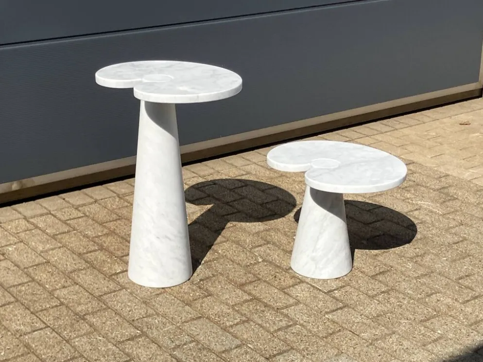 2x Eros Side table Angelo Mangiarotti Carrara marmer Nieuwstaat!