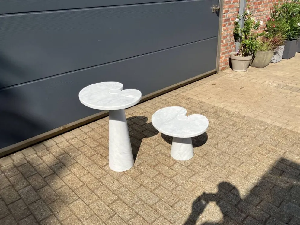 2x Eros Side table Angelo Mangiarotti Carrara marmer Nieuwstaat!