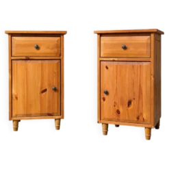 2 x table de chevet Leksvik Ikea / avec tiroir et placard / portes gauche - droite