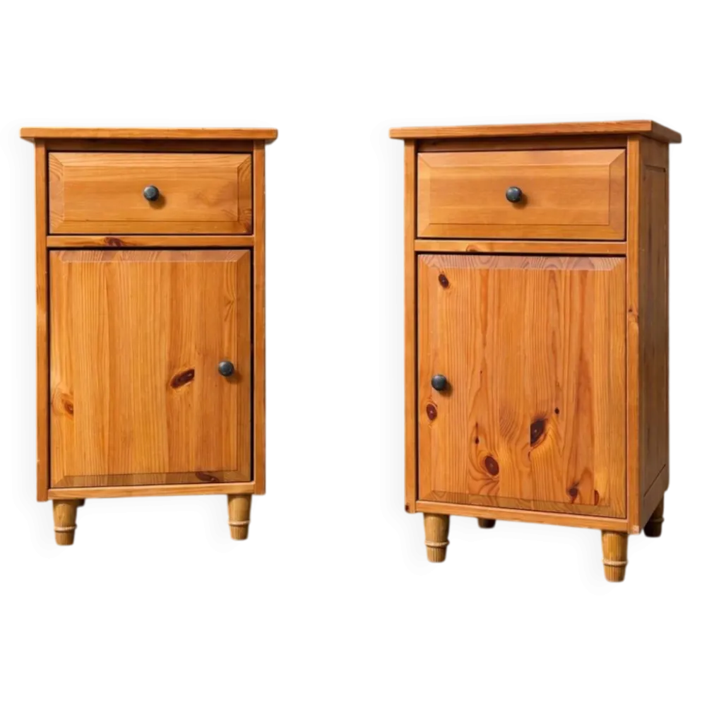 2 x table de chevet Leksvik Ikea / avec tiroir et placard / portes gauche - droite