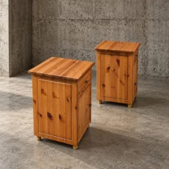 2 x table de chevet Leksvik Ikea / avec tiroir et placard / portes gauche - droite