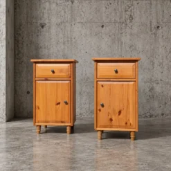 2 x table de chevet Leksvik Ikea / avec tiroir et placard / portes gauche - droite