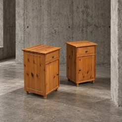 2 x table de chevet Leksvik Ikea / avec tiroir et placard / portes gauche - droite